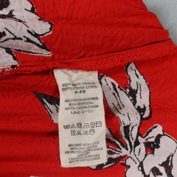 Free People Midi Dress Size M Rita Tiered Flowy Red Floral Print Scoop Open Back - Picture 6 of 8